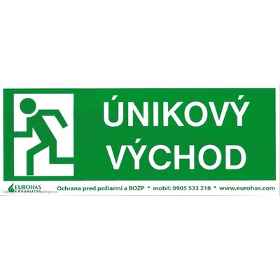 Únikový východ text - piktogram