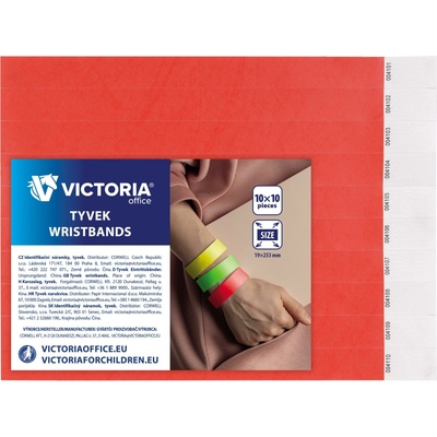 Identifikačný náramok, 3/4", tyvek, červený, VICTORIA OFFICE