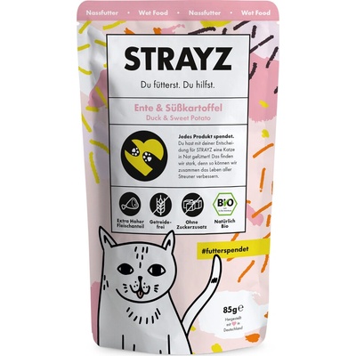 Strayz Bio kachna a bio sladké brambory 6 x 85 g