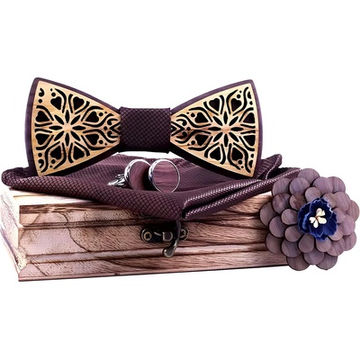 HARAHU Комплект Папийонка с брошка - Кафяв kp30916 (30916)