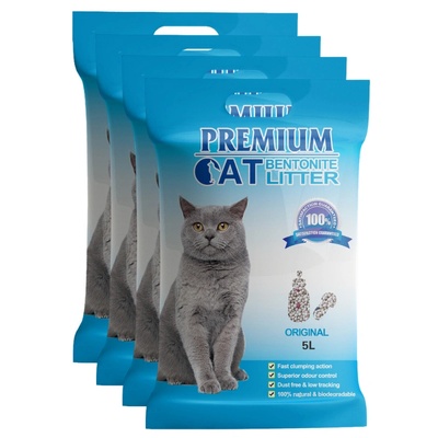 Premium Cat Премиум котешка тоалетна с бентонит - Natural за котки 4x5L