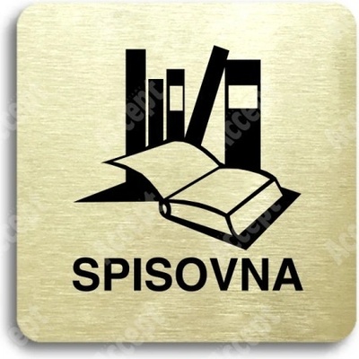 ACCEPT Piktogram spisovna - zlatá tabulka - černý tisk bez rámečku