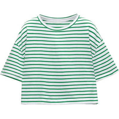 Pull&Bear Тениска зелено, бяло, размер XL