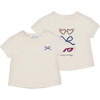 MAYORAL Тениска къс ръкав графика на гърба в мръснобяло за бебе момиче Mayoral