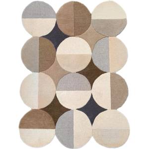Flair Rugs Сиво-бежов ръчно изработен вълнен килим 120x170 cm Mia Ellipse - Flair Rugs (503119380163)