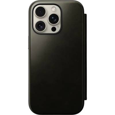 Nomad Leather Folio, green chrome - iPhone 16 Pro (NM01385585) калъф за карти