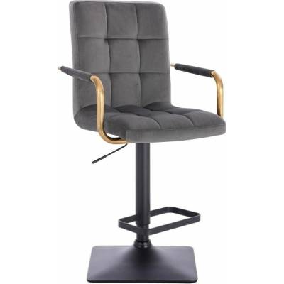 LuxuryForm Design Verona Gold Velur na čiernej hranatej podstave tmavo šedá