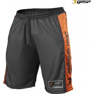 Gasp NO1 Mesh shorts black/FLAME šortky Gasp černo-oranžové
