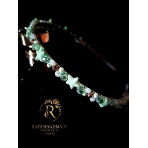 Radi handmade Диадема за коса със зелени звезди и кристали (590)