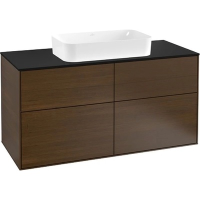 Villeroy & Boch Finion skrinka 120x50.1x60.3 cm závesná kúpeľňová skrinka pod umývadlo čierna-orech F26200GN