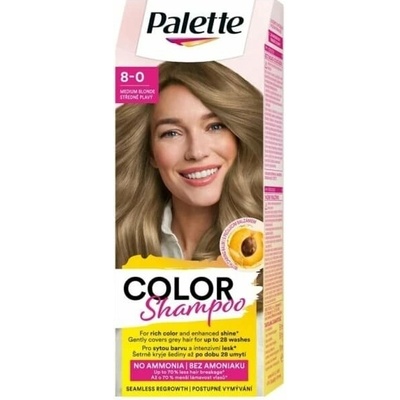 Schwarzkopf Palette Color Shampoo, 8-0 stredne plavý farba na vlasy 1 ks, 8-0