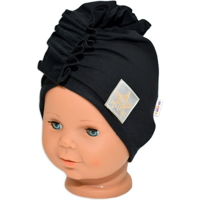 Baby Nellys Jarná /jesenná bavlnená čiapka turban čierna