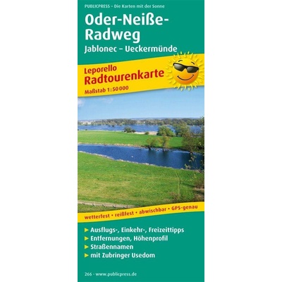 Leporello Radwanderkarte Oder-Neiße-Radweg Jablonec - Ueckermünde