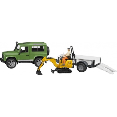 Bruder LAND ROVER + prepravník mikrobagr JCB