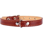 COLLAR Двоен слой кожен нашийник - 32 - 40см, 20мм - кафяво-бежов