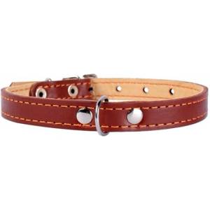COLLAR Двоен слой кожен нашийник - 32 - 40см, 20мм - кафяво-бежов