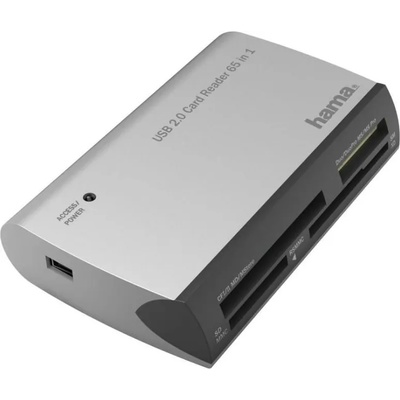Hama Четец за карти HAMA All in One, USB 2.0, SD-microSD-CF-MS, 480 Mbps, Сребрист
