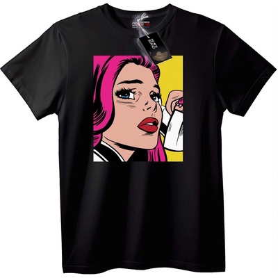 NOONEBRAND Тениска Поп Арт Розова Коса - 2XL, Black