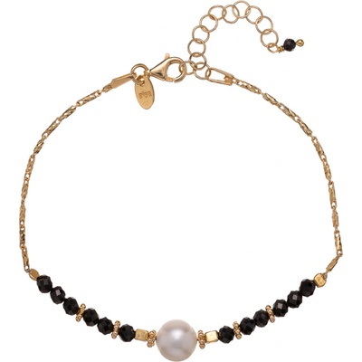 Alisia Pozlacený náramek s černým spinelem a říční perlou AL4110-Oro-Spinello