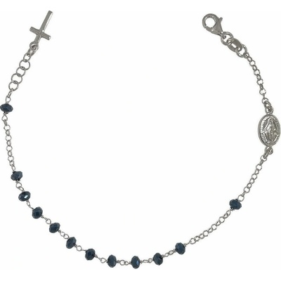INFINITYSILVER Stříbrný náramek růženec tmavě modré korálky N8010518218+