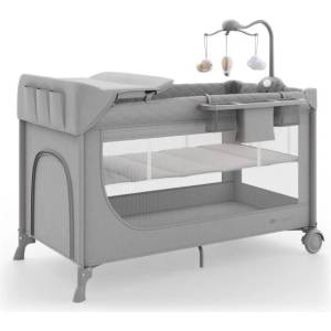 KinderKraft Сгъваема кошара Leody Up Grey с аксесоари (KCLEODUPGRY00AC)