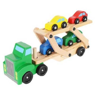 Дървена играчка - Автовоз с 4 колички (kru9353)