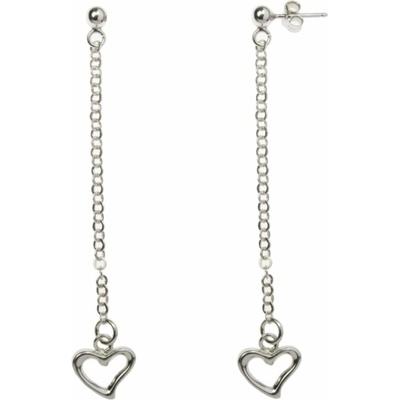 INFINITYSILVER Strieborné visiace náušnice so srdiečkami 242075