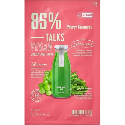 Missha Talks Vegan Squeeze Sheet Mask [Power Cleanse] Маска за лице дамски 27gr