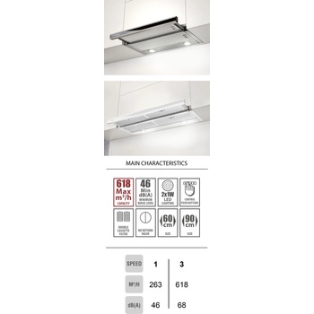Faber OPTIGLASS COMF. A60 WH Телескопичен аспиратор за вгражд (Optiglasscomf)