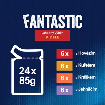 Felix Fantastic kura hovädzie králik jahňacie v želé 24 x 85 g
