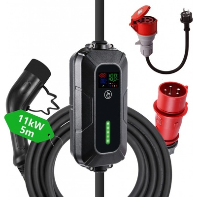 Immax NSE001 Nabíjecí stanice pro elektromobily 11kW 3fázová max. 16A IEC 62196 Typ 2 CEE na Schuko 1 fáze 5m kabel černá NSE001 – Hledejceny.cz