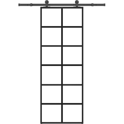 vidaXL Плъзгаща се врата с обков 76x205 см ESG стъкло и алуминий (3332839)
