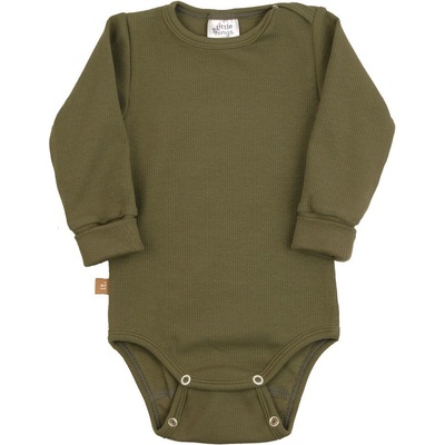 LITTLE THINGS rostoucí body s dlouhým rukávem khaki