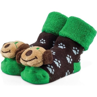 Froté ponožky s hrkálkou Zvieratká bordová