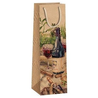 ARGUS Dárková papírová taška NATUR na víno (11 x 36 cm) 07340101