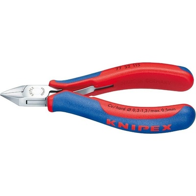 KNIPEX - Štípací kleště boční - 115mm, pro elektroniku, špičaté čelisti, s malou fazetou, dvousložkové rukojeti (7732115)