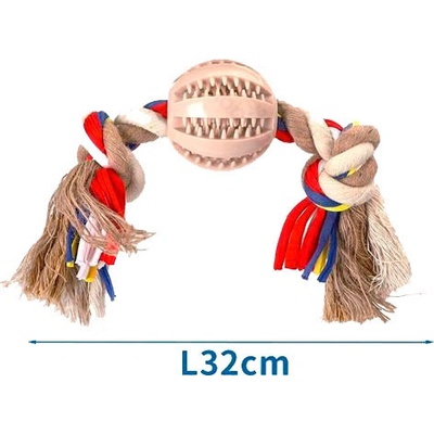 Nobleza bavlnené lano s 2 uzlami 32 cm béžové