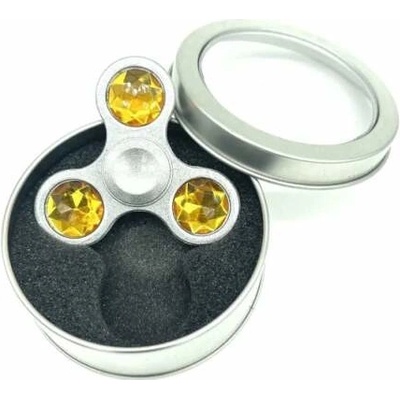 Stříbrný fidget spinner HQ žlutý diamant