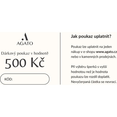 AGATO Dárkový poukaz na 500 Kč - tištěný