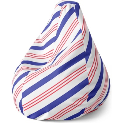 Sablio Sedací vak Pear Modročervené pruhy 140 x 100 x 25 cm