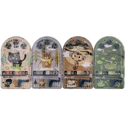 Pinball hra guličková cvrnkací hlavolam plast 4 farby v krabičke 14x25cm