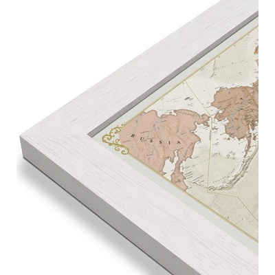 Maps International Svět - nástěnná mapa Antique 136 x 84 cm Varianta: mapa v dřevěném rámu, Provedení: Pegi bílý