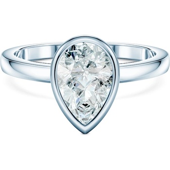 SAVICKI Годежен пръстен Pure: бяло злато, лабораторен диамант с шлифовка "капка