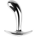 SuperLove Curved Anal Plug Silver-Clear Gem Small