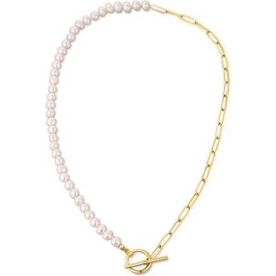 JwL Luxury Pearls Trendy pozlátený náhrdelník s pravými riečnymi perlami JL0787