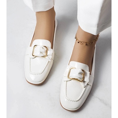 Gemre White Patent Leather Loafers with Buckle Erica bílá