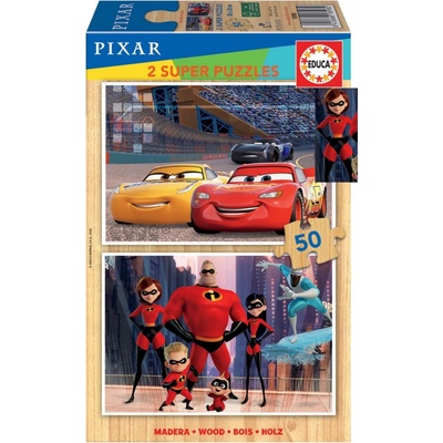 Educa Dřevěné Pixar Disney 2 x 50 dílků