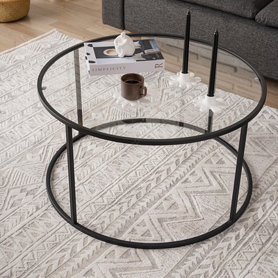 ASIR GROUP Масичка за кафе BERLIN 45x80 см черен/прозрачен (AS1886)