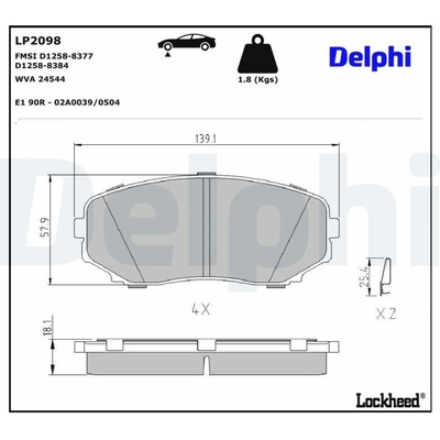 Sada brzdových platničiek kotúčovej brzdy DELPHI LP2098