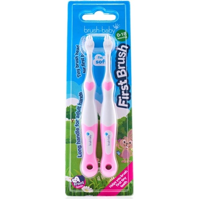 Brush-Baby : Моята първа четка за зъби 0-18 месеца ( 2бр. в опаковка ) - Розов цвят (BRB103/P)